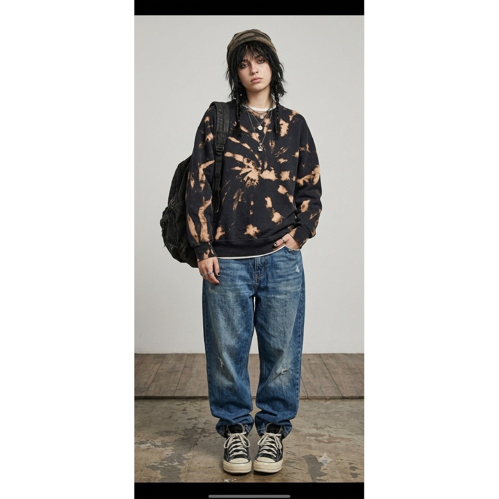 Vtg Hanes Ultimate Cotton Print Pro Sweatshirt M Tie Dye Grunge Alt Indi Sleaze